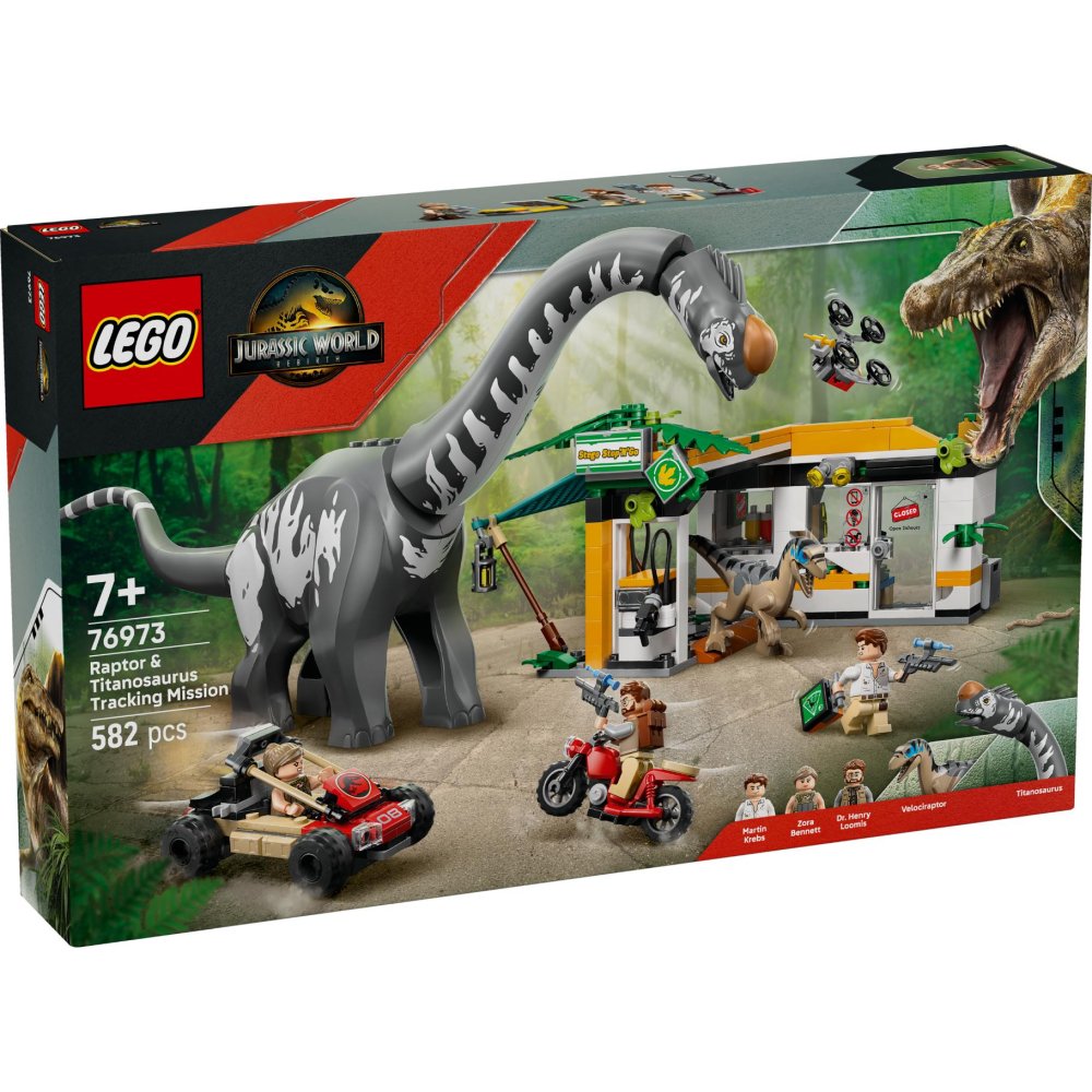 LEGO 76973 Jurassic World Raptor en Titanosaurus opsporingsmissie