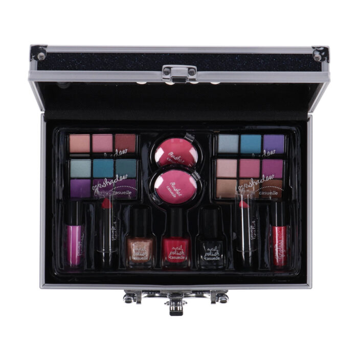 Casuelle Aluminium Koffer Blauw Zwart Glitter - Afbeelding 4