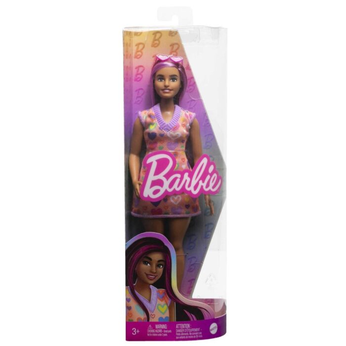 Barbie pop fashionista hartjes jurk donker haar