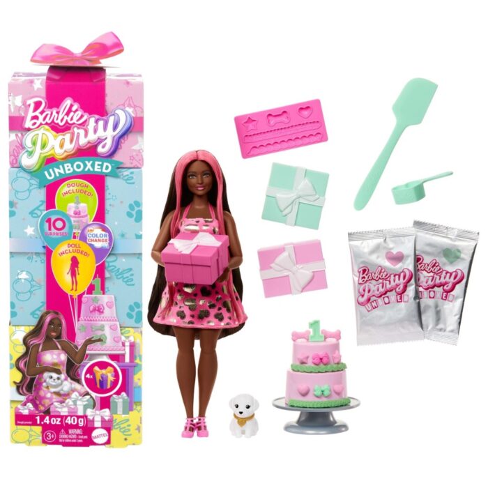 Barbie Party unboxed 2/1 pop met knalroze jurk