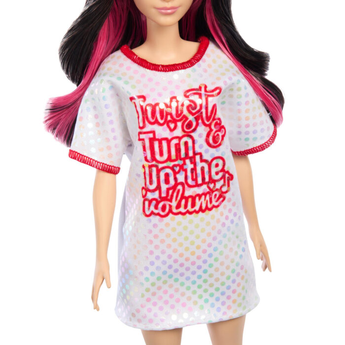 Barbie pop fashionista witte jurk donker haar - Afbeelding 5