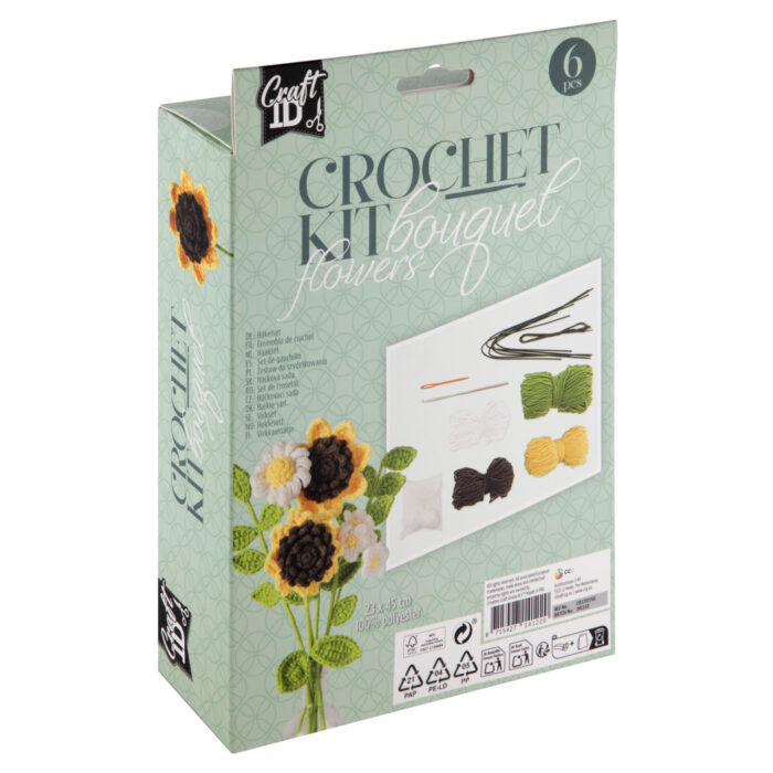 Haakset Bloemen Boeket Geel 16x5,5x21Cm - Afbeelding 2