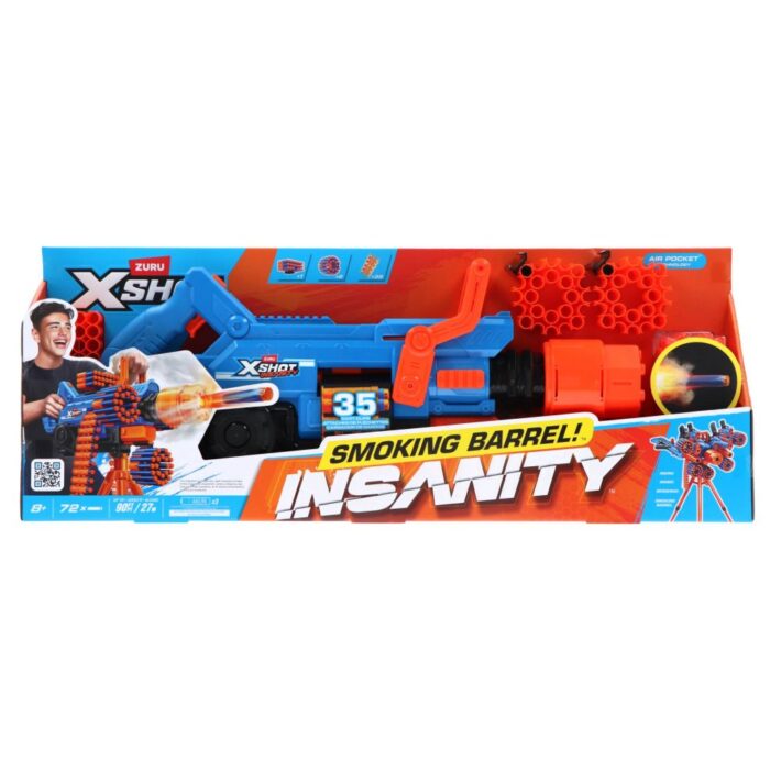 X-shot Insanity mega barrel licht en rook 72 darts
