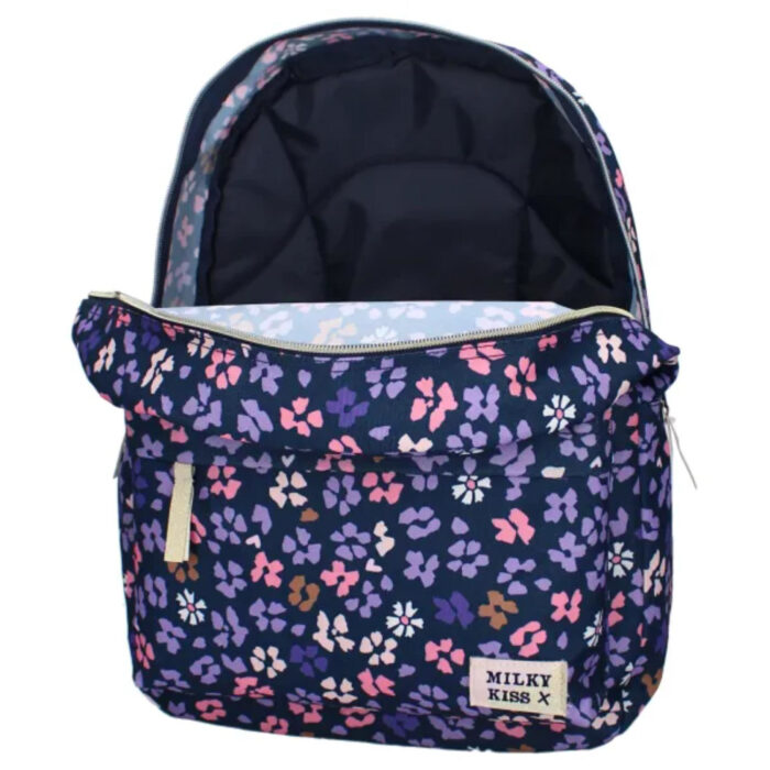 Rugzak Milky Kiss Prestige donkerblauwe bloemen - Afbeelding 2