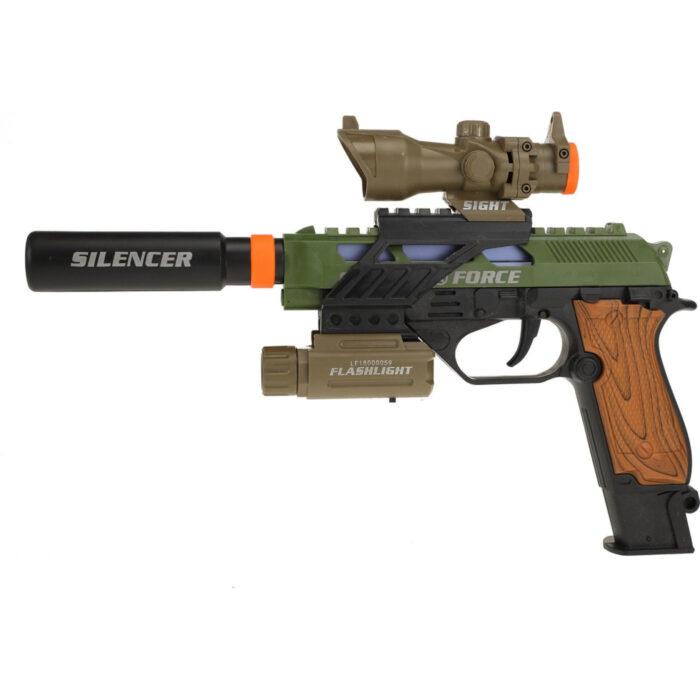 Alfafox Militair pistool met demper en zaklamp en licht en geluid - Afbeelding 2