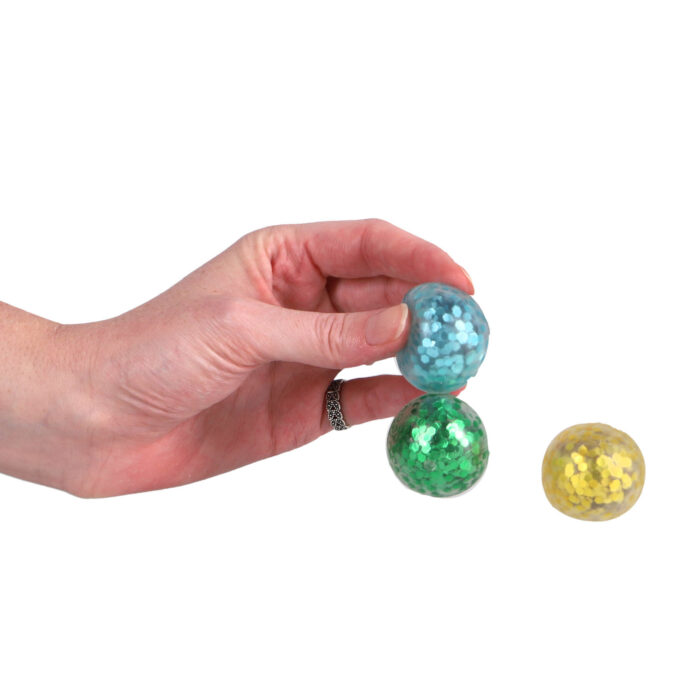 Raamkruiper knijpballen glitter 4 cm 3 stuks - Afbeelding 4