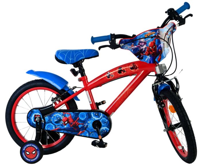 Spider-Man Kinderfiets - Jongens - 16 inch - Blauw/Rood - Twee handremmen - Afbeelding 10