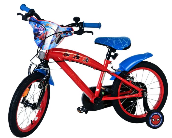 Spider-Man Kinderfiets - Jongens - 16 inch - Blauw/Rood - Twee handremmen - Afbeelding 8