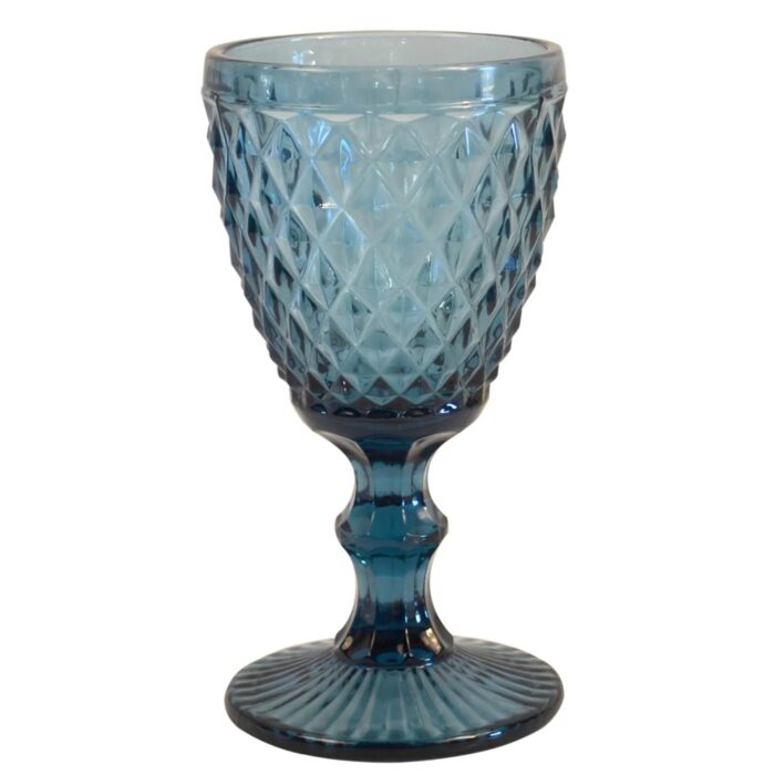 Diamond wijnglas 20cl blauw