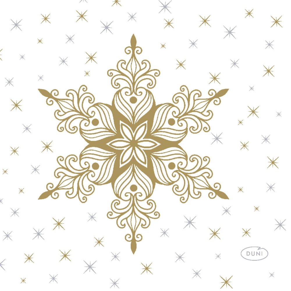 Duni servetten snowstars white 24 x 24 cm
