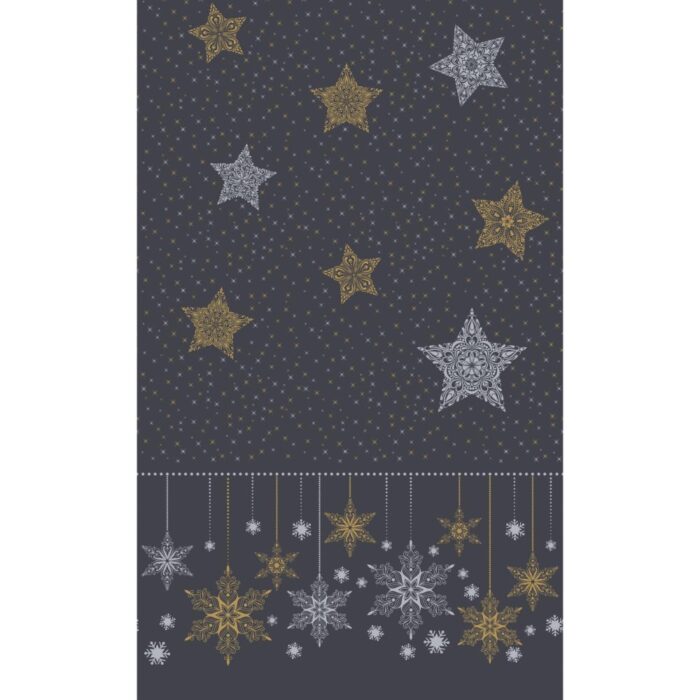 Duni tafellaken snowstars black 138 x 220 cm