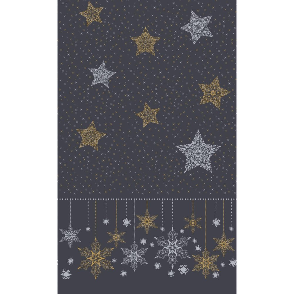 Duni tafellaken snowstars black 138 x 220 cm