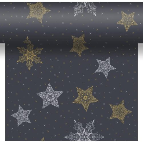 Duni 3 In 1 snowstars black 40 x 480 cm