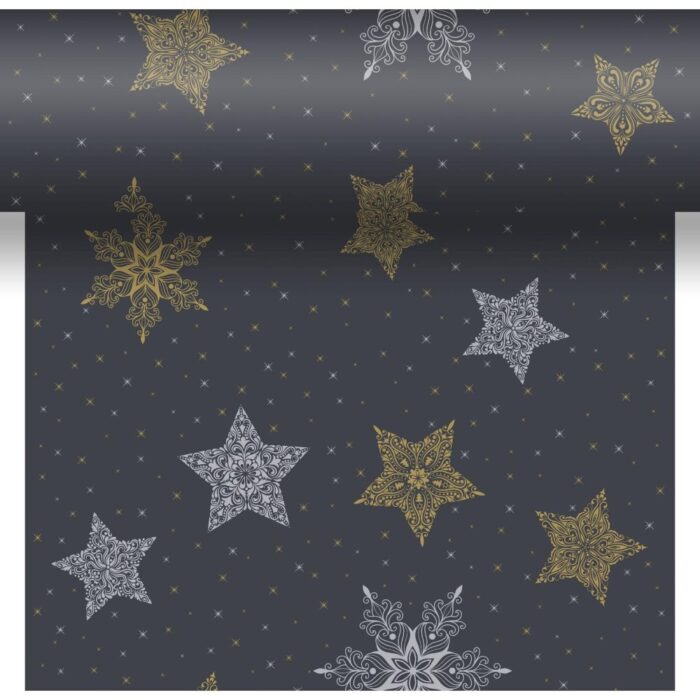 Duni 3 In 1 snowstars black 40 x 480 cm