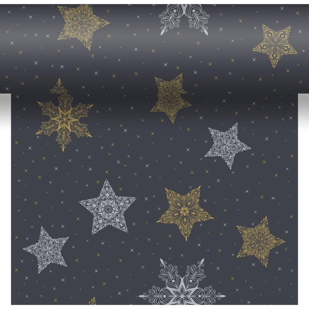 Duni 3 In 1 snowstars black 40 x 480 cm