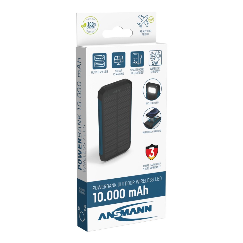 Ansmann outdoor powerbank met zonnepaneel