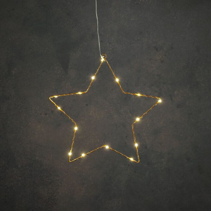 Ster goud warm wit 15led battery operated - d34cm