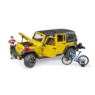 Bruder Auto Jeep Geel Met Mountainbiker - Afbeelding 4