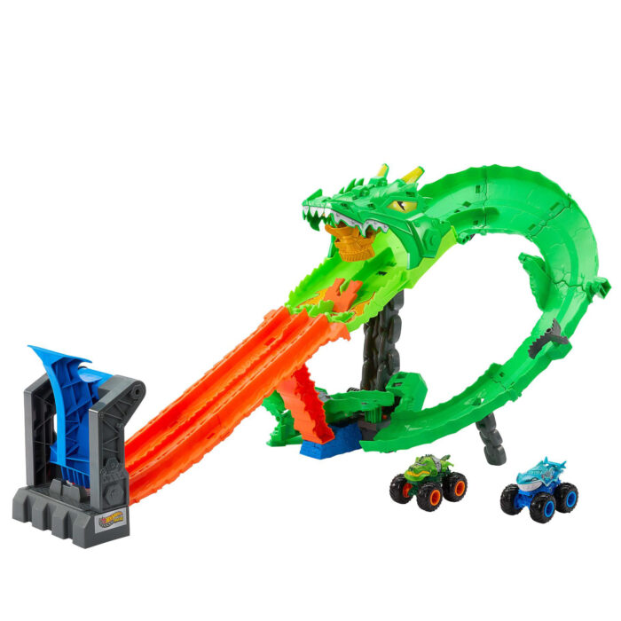 Hot Wheels monster track sharks vs dino  dragon trackset - Afbeelding 2