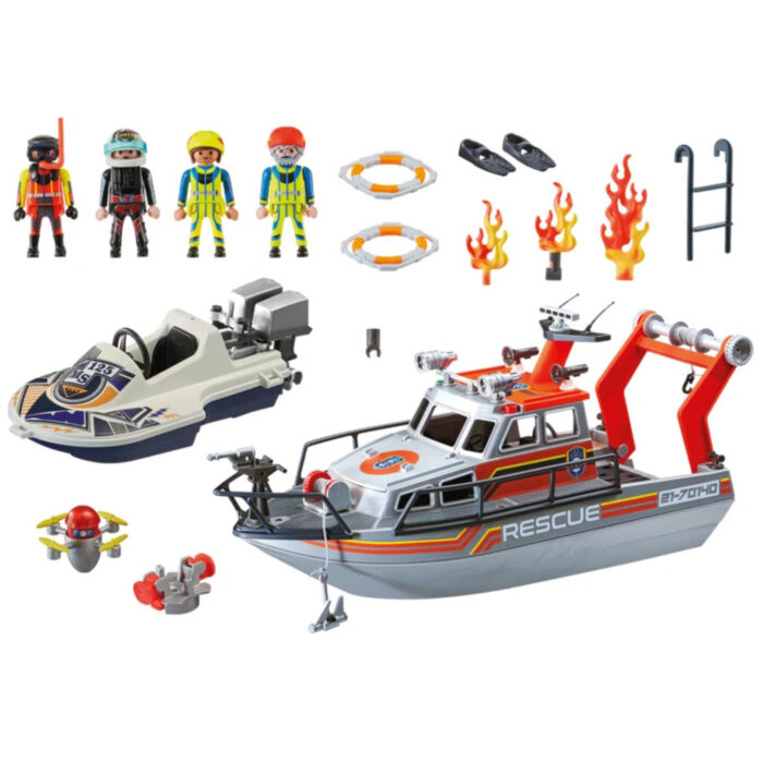 Playmobil 70140 Redding Op Zee: Brandbestrijdings missie Met Reddingscruiser - Afbeelding 2