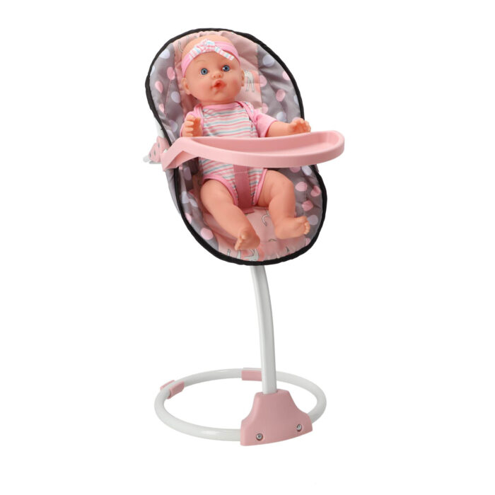 Poppenstoel 3 in 1 grijs/roze 42x40x40 cm - Afbeelding 3