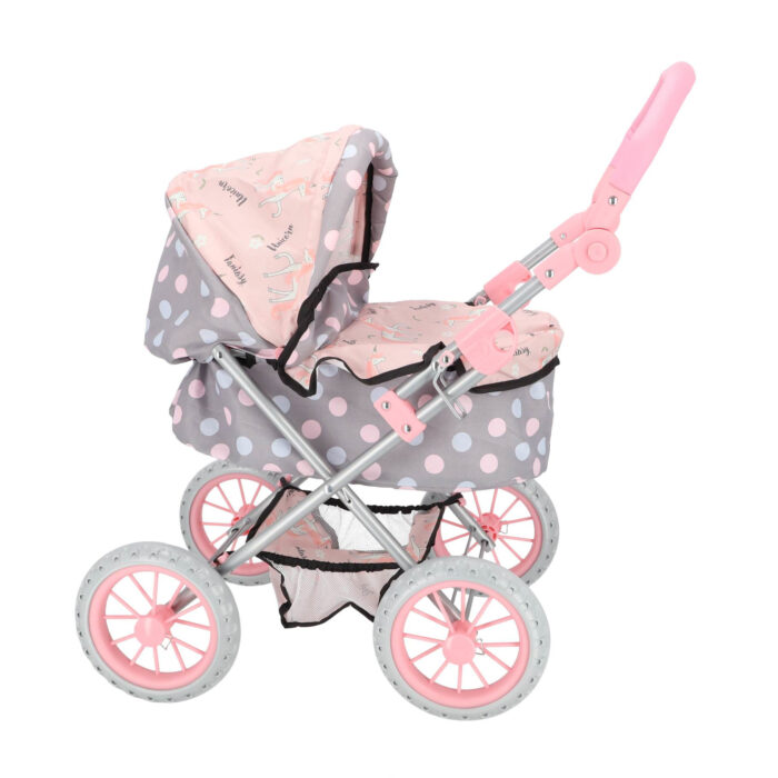 Poppenw. + verzorgingstas grijs/roze 65x35,5x75 cm - Afbeelding 2