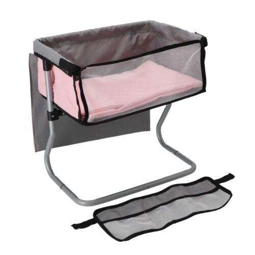 Poppen verzorgingstafel grijs/roze39x25x39cm