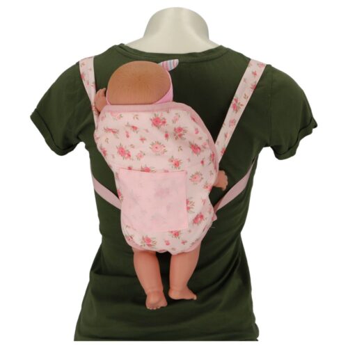 Poppendraagzak roze bloem