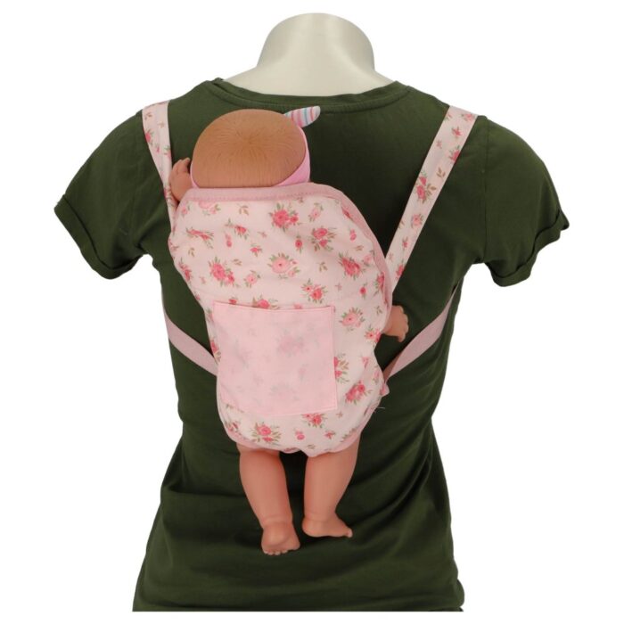 Poppendraagzak roze bloem