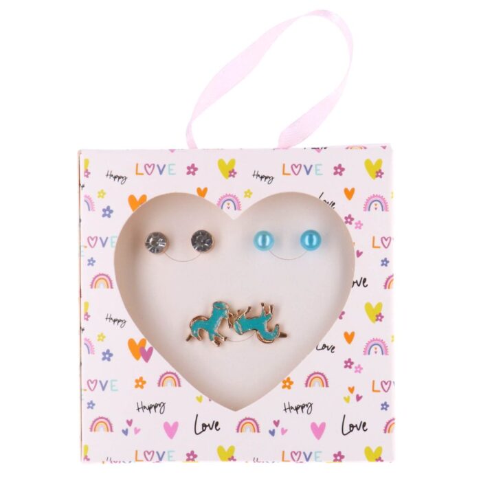 Happy Love Earring Set Blue Horses 3 Stuks