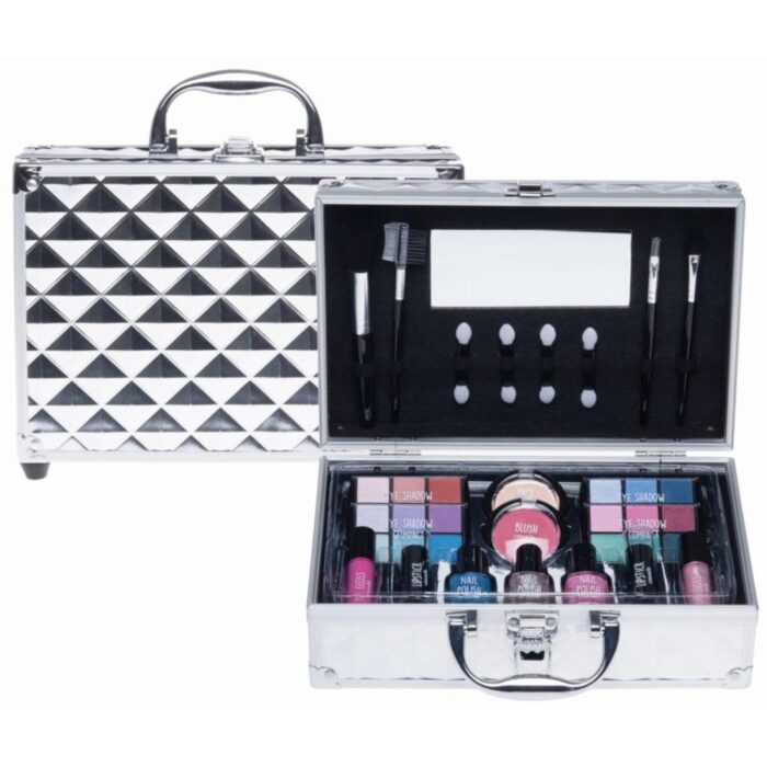 Casuelle make up koffer zilver croco