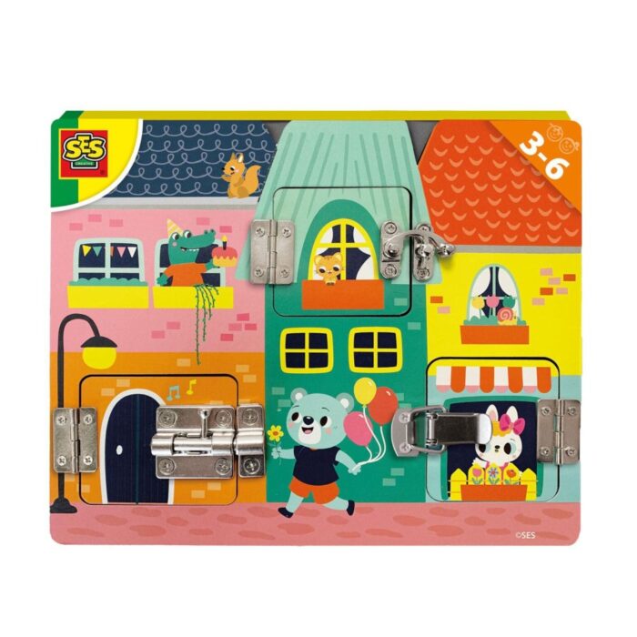 SES houten puzzel met slotjes