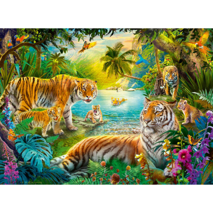 Ravensburger puzzel tiger family in the oasis 500 stukjes - Afbeelding 2