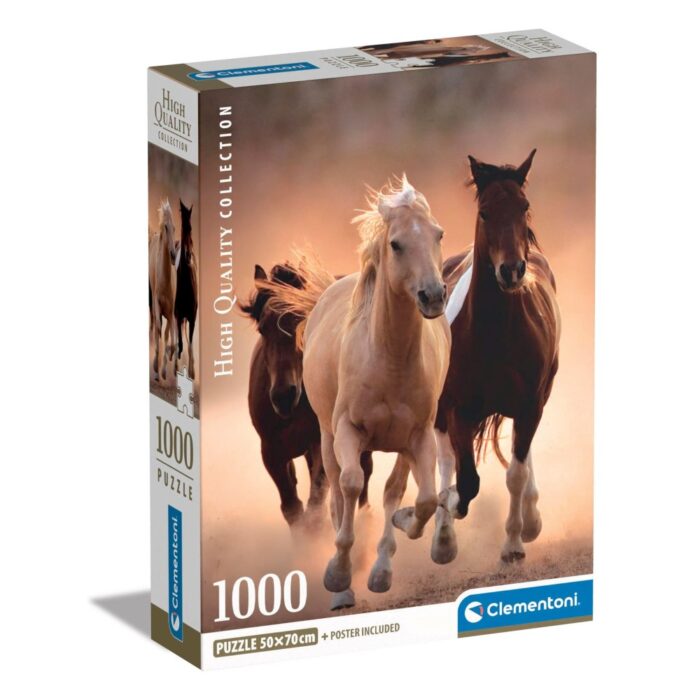 Clementoni Puzzel 1000 stuks rennende paarden  compact