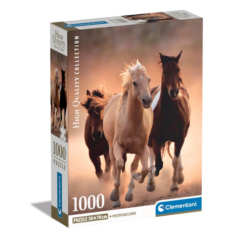 Clementoni Puzzel 1000 stuks rennende paarden compact