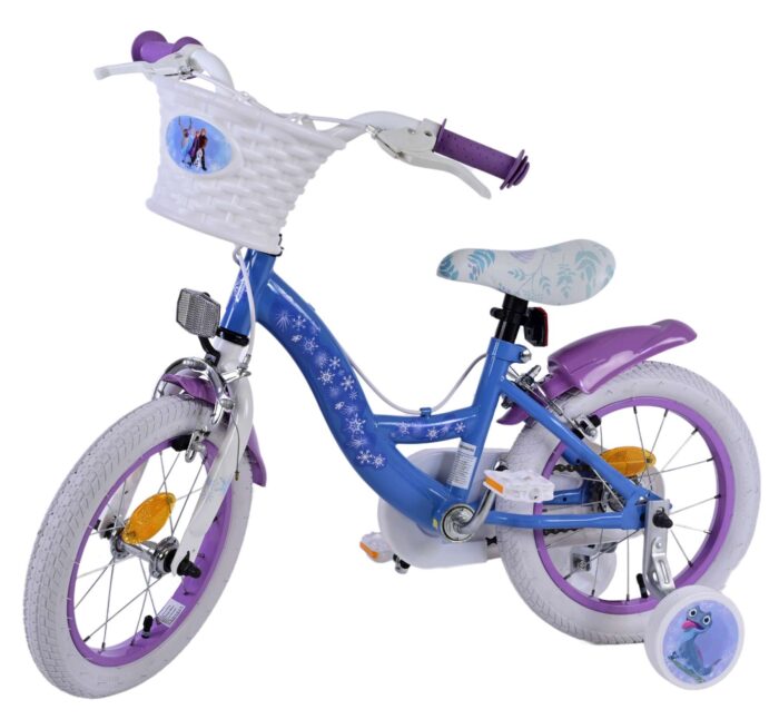 Disney Frozen 2 Kinderfiets - Meisjes - 14 inch - Blauw/Paars - Twee handremmen - Afbeelding 3
