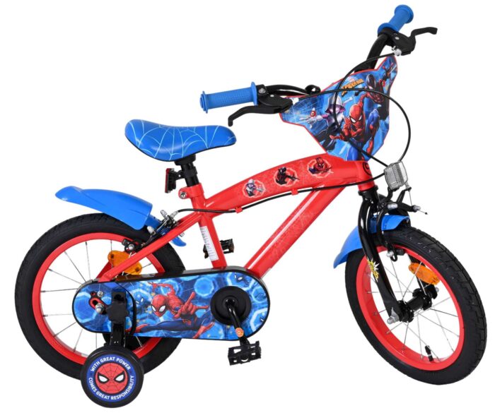 Spider-Man Kinderfiets - Jongens - 14 inch - Blauw/Rood - Twee handremmen - Afbeelding 10