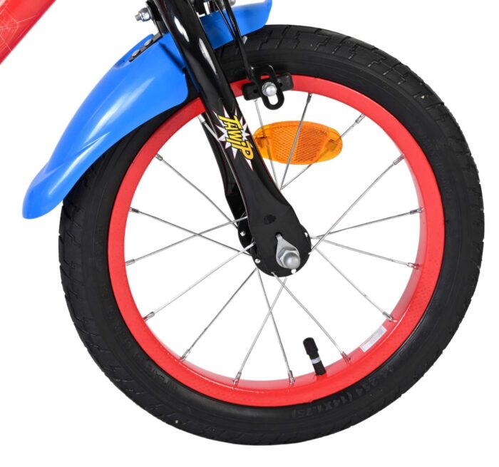 Spider-Man Kinderfiets - Jongens - 14 inch - Blauw/Rood - Twee handremmen - Afbeelding 3