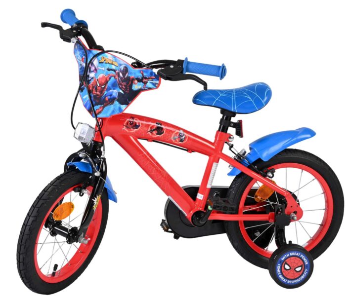 Spider-Man Kinderfiets - Jongens - 14 inch - Blauw/Rood - Twee handremmen - Afbeelding 8