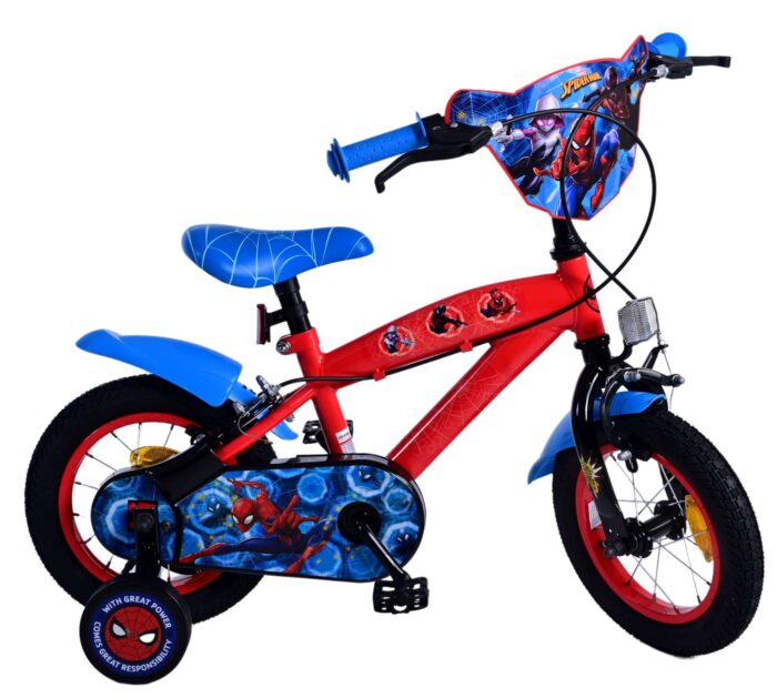 Spider-Man Kinderfiets - Jongens - 12 inch - Blauw/Rood - Twee handremmen - Afbeelding 2