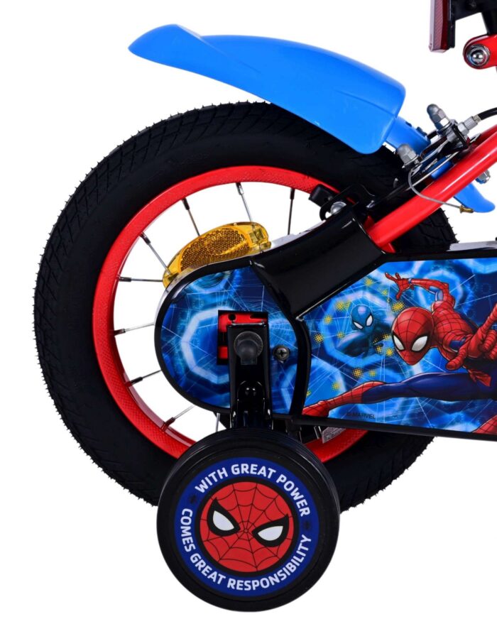 Spider-Man Kinderfiets - Jongens - 12 inch - Blauw/Rood - Twee handremmen - Afbeelding 3
