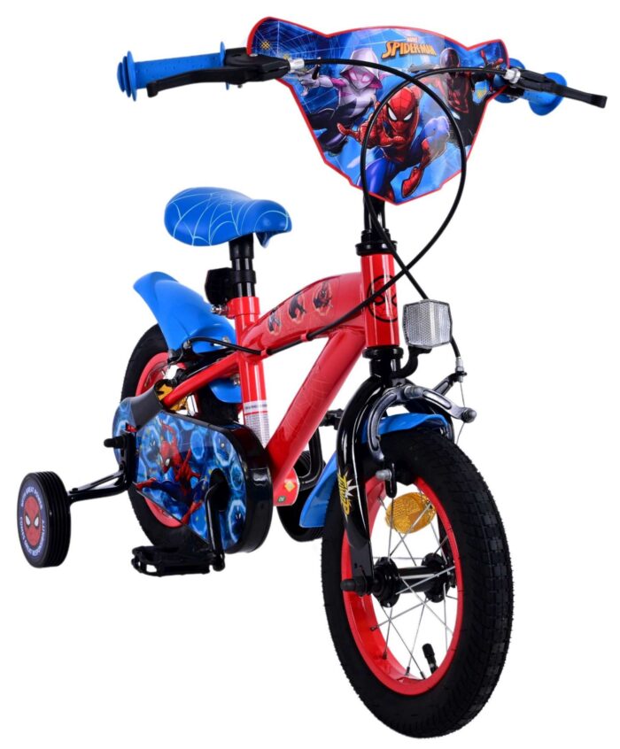 Spider-Man Kinderfiets - Jongens - 12 inch - Blauw/Rood - Twee handremmen - Afbeelding 6