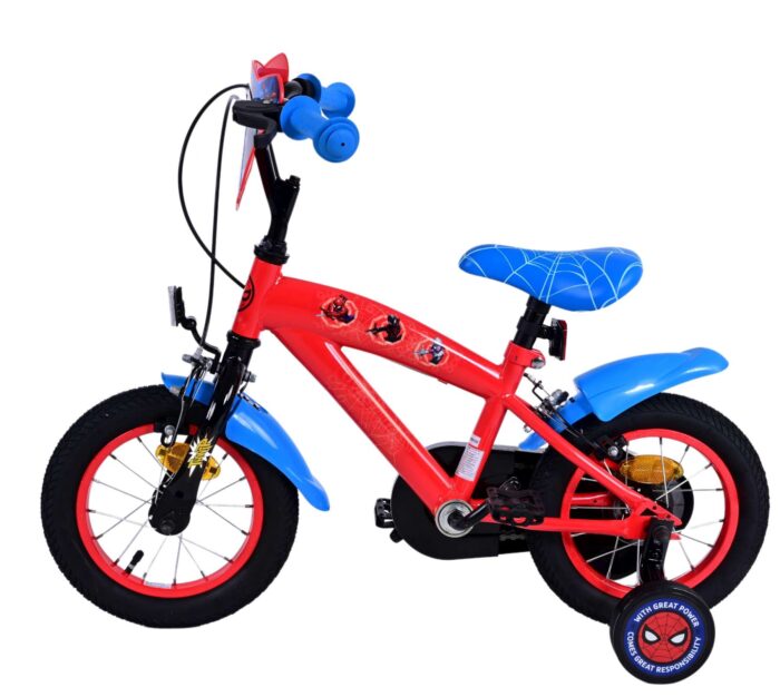 Spider-Man Kinderfiets - Jongens - 12 inch - Blauw/Rood - Twee handremmen - Afbeelding 8