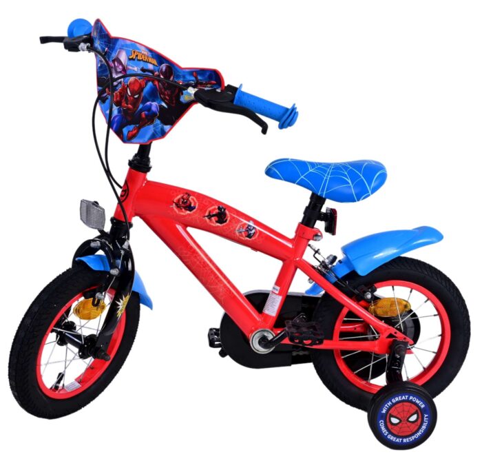 Spider-Man Kinderfiets - Jongens - 12 inch - Blauw/Rood - Twee handremmen - Afbeelding 9