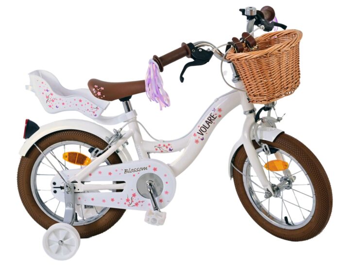 Volare Blossom Kinderfiets - Meisjes - 14 inch - Wit - Twee Handremmen - Afbeelding 2