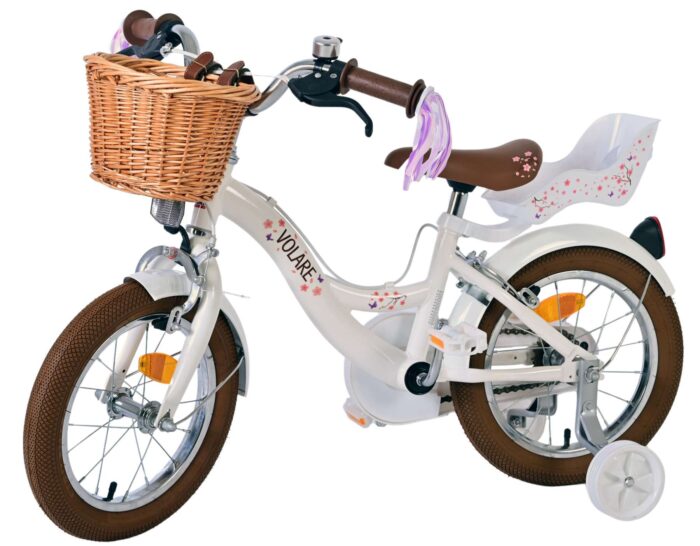 Volare Blossom Kinderfiets - Meisjes - 14 inch - Wit - Twee Handremmen - Afbeelding 4