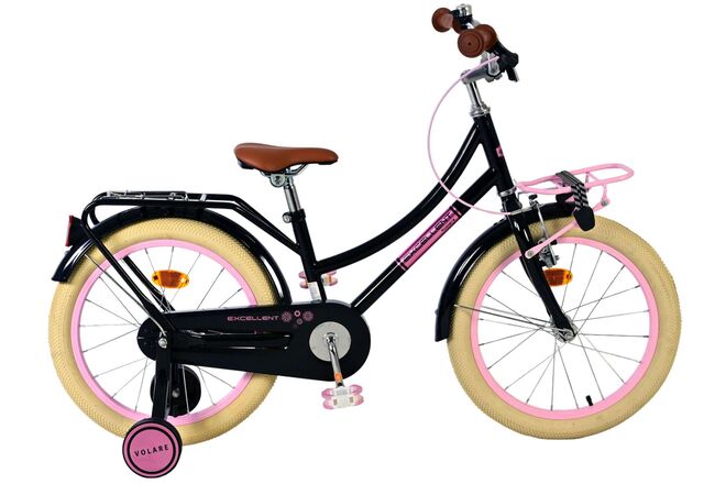 Volare Excellent Kinderfiets - Meisjes - 18 inch - Zwart - 95% afgemonteerd