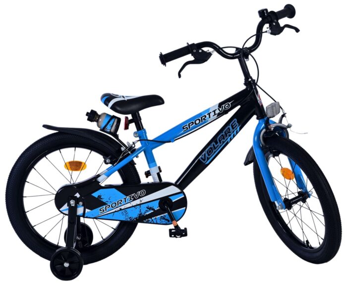 Volare Sportivo Kinderfiets - Jongens - 18 inch - Blauw Zwart - Twee Handremmen - Afbeelding 2