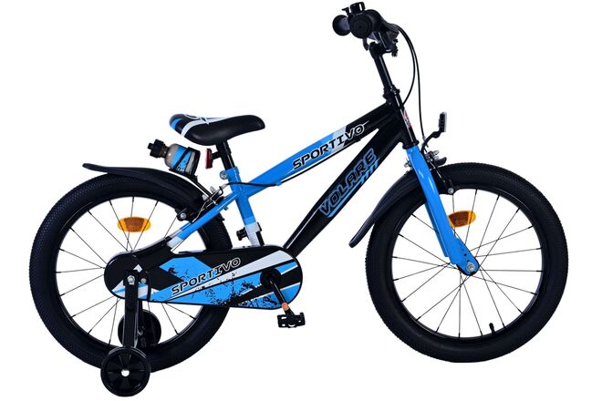 Volare Sportivo Kinderfiets - Jongens - 18 inch - Blauw Zwart - Twee Handremmen