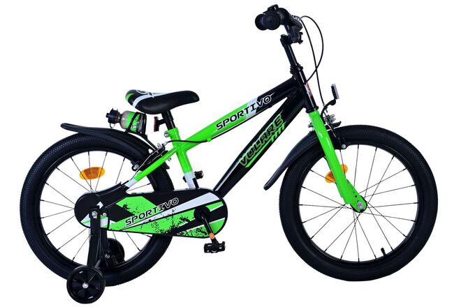 Volare Sportivo Kinderfiets - Jongens - 18 inch - Groen Zwart - Twee Handremmen